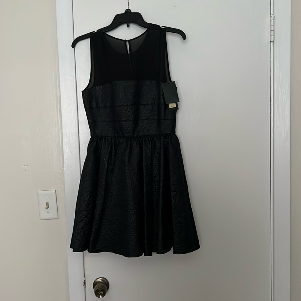 Rachel Zoe Black Textured Midi Dress
